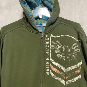 Bauer Jacket Men XXL Heavy Zip Hood‎ Team Fleece Sweatshirt Spell Out Ice Hockey